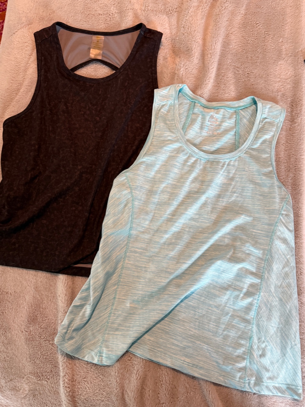Light Blue Striped Tank Top + Black Tank Layering Set